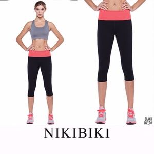 Melon and Black Capri Flex Fit Yoga Pants